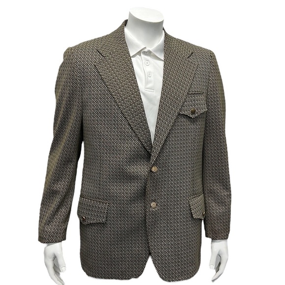 Vintage 70s Lee Dan Glorman's Brown Polyester Sports Coat Blazer Jacket 43R - Picture 4 of 13